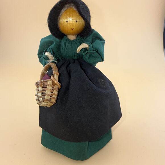 Pine Baroness Other - Liebchens Little Loved Ones Doll Pine Wooden Girl Figurine 5.5" W/basket